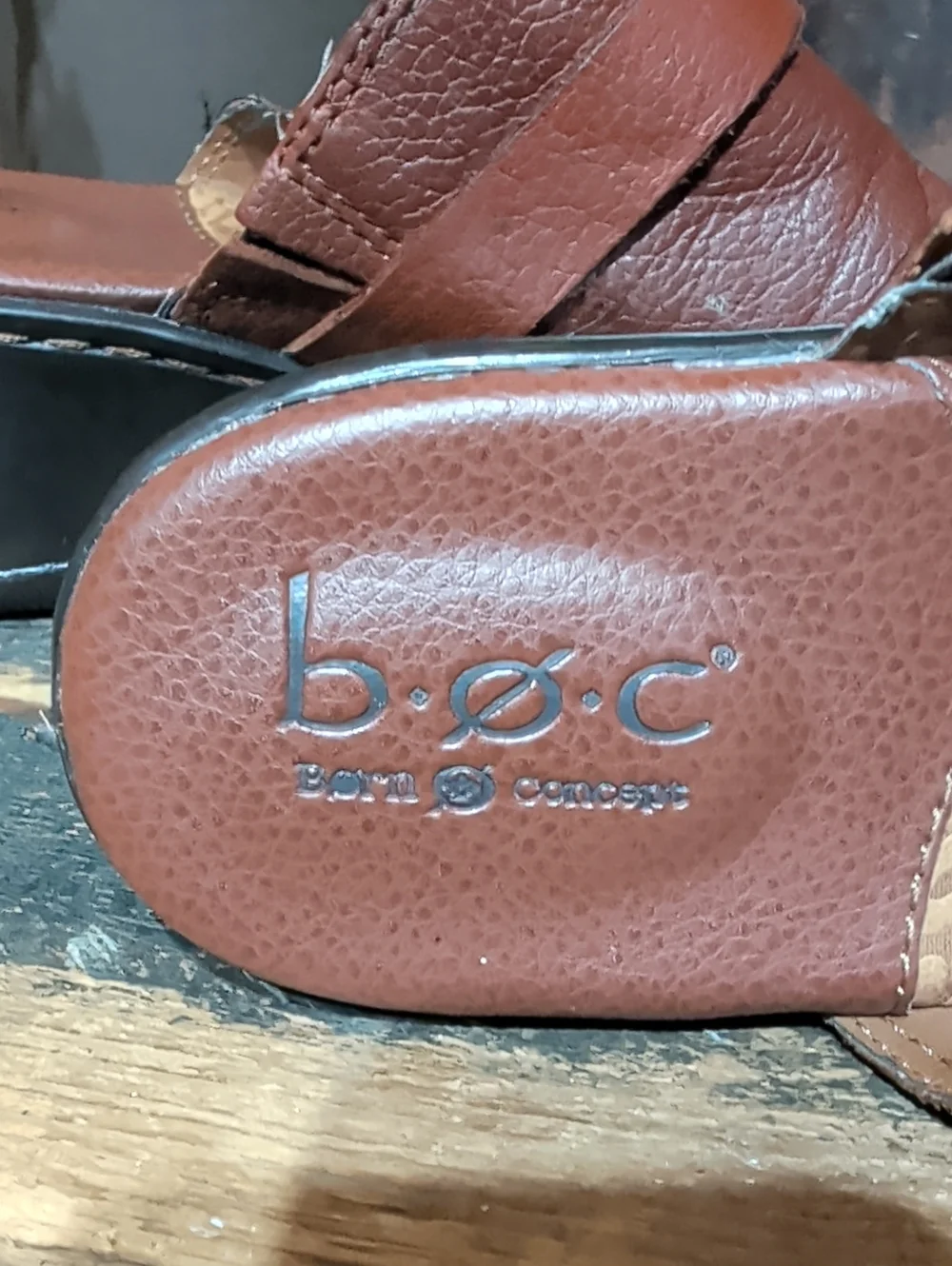 b.o.c Brown Leather Slip-On Clogs